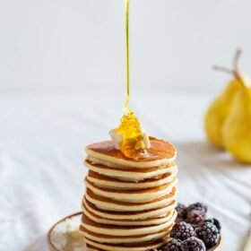 pancake with honey on plate