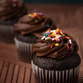 chocolate cupcakes with sprinkles