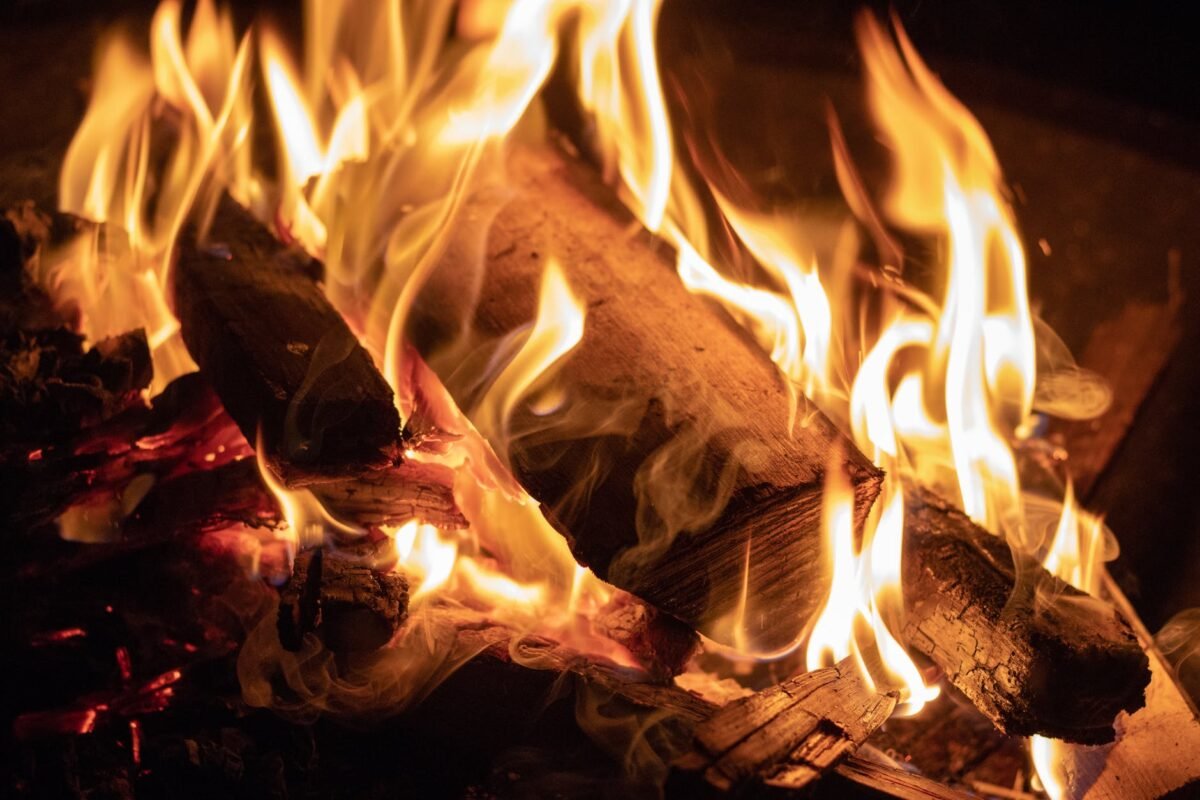 burning campfire