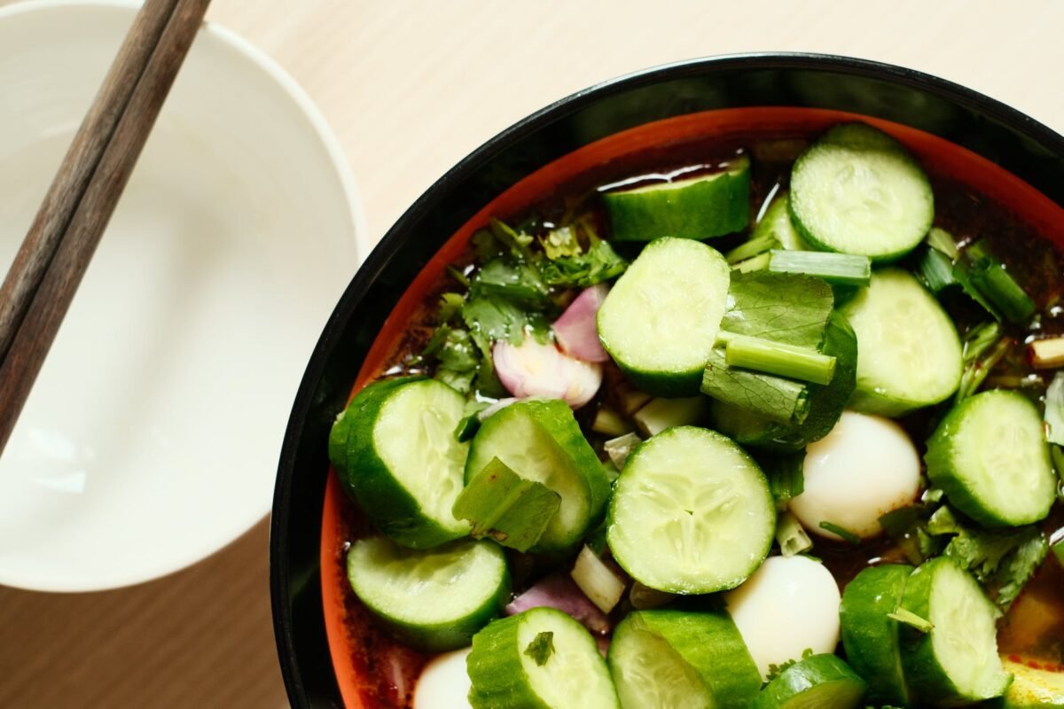 bowl of vegetables soaking in water