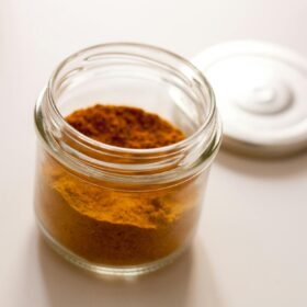 curry powder on a glass container