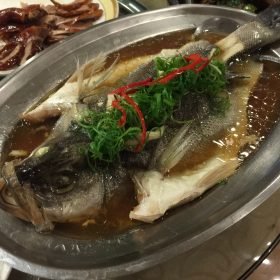 Steamed fish with scallion oil