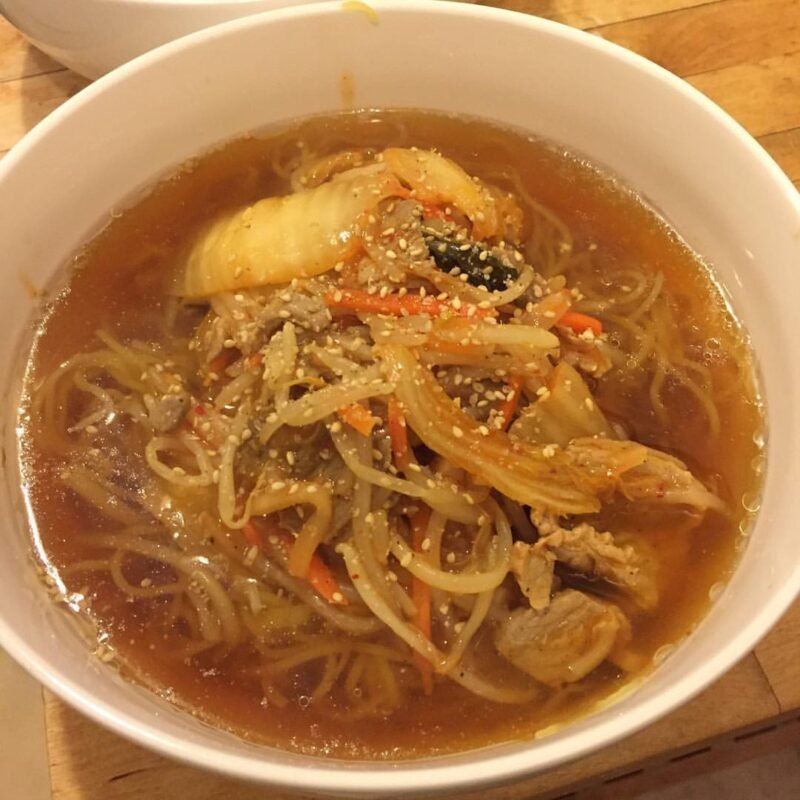 Shoyu Ramen with Pork, Kimchi & Stir-Fried Vegetables