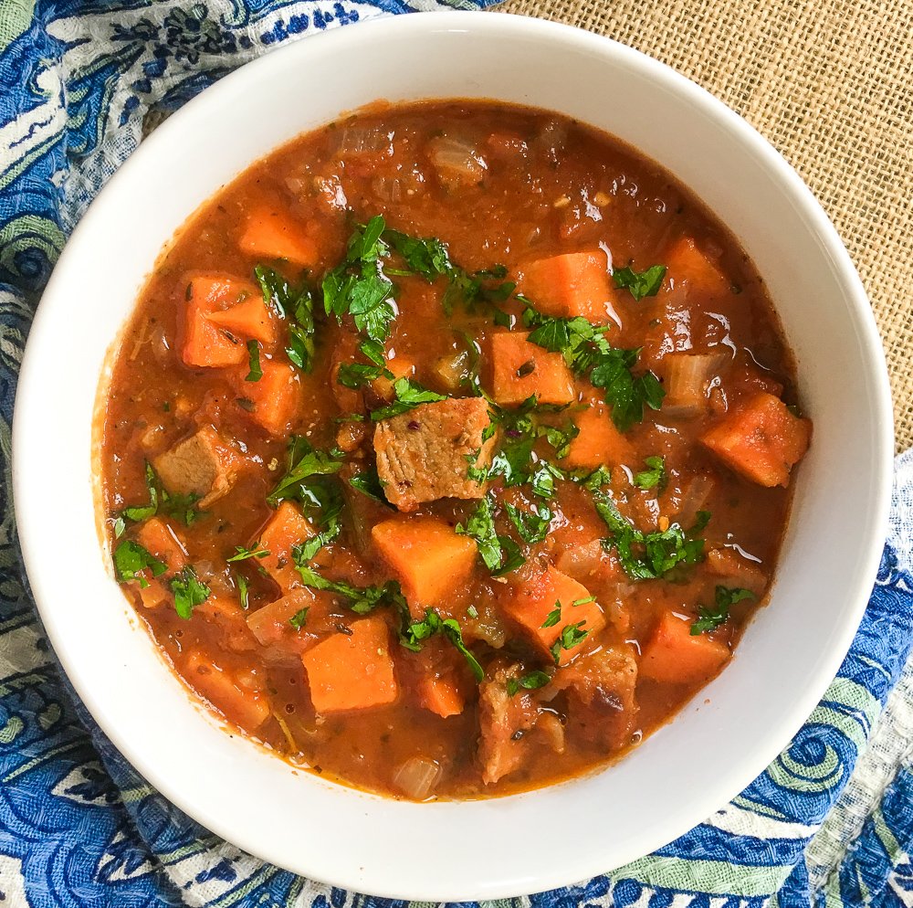 One Pot Spicy Pork and Sweet Potato Stew
