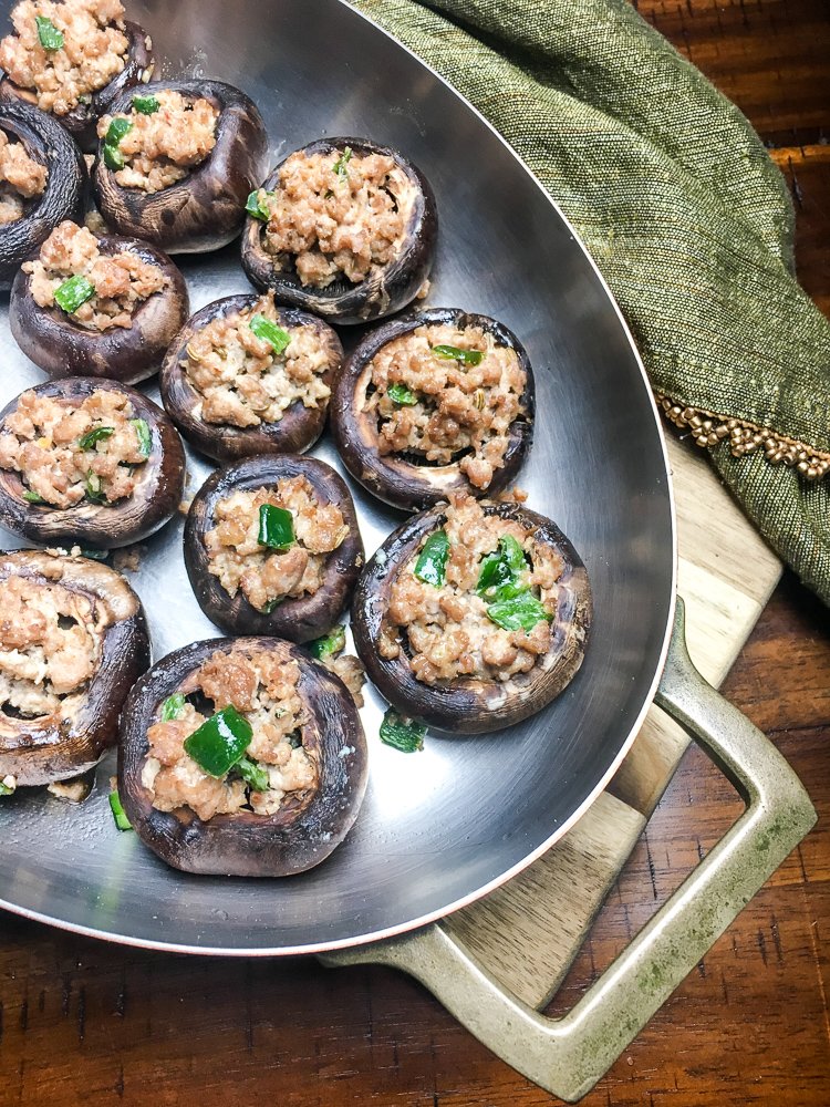 Spicy Turkey Stuffed Mushrooms