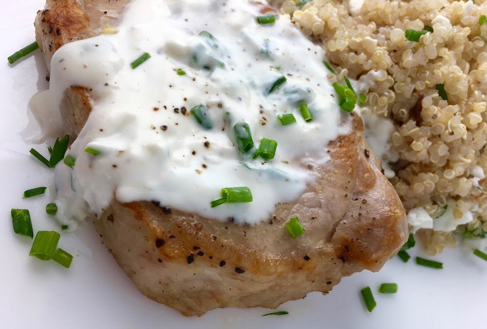 Boneless Pork Chops with Creamy Chive Pan Sauce