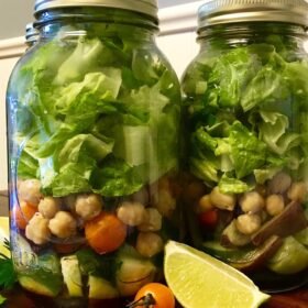Garden Veggie Mason Jar Salad with Homemade Dressing