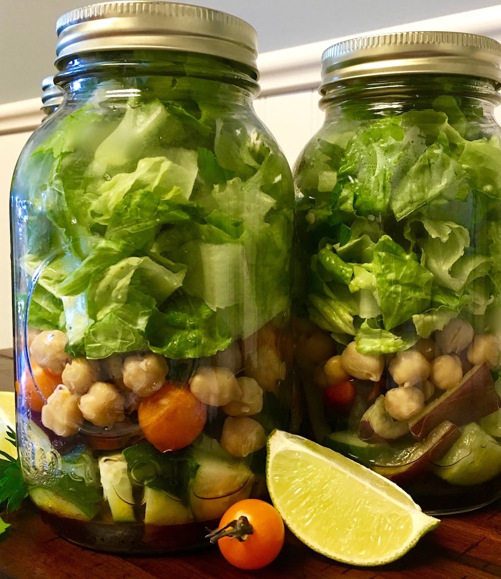 Garden Veggie Mason Jar Salad with Homemade Dressing