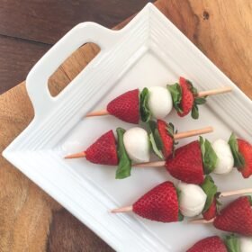 Strawberry Caprese Skewers with Balsamic Glaze